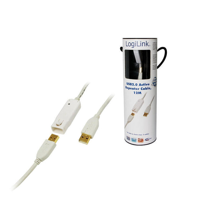 Logilink Cable Usb Alargo 12m Usb 2.0 Activo Blanco