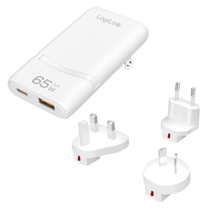 Logilink Dual-Usb Gan-ReiseladegerT, 65 W, Usb-C, Usb-A