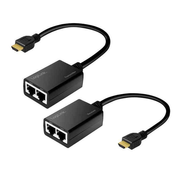 Kit Extender  30 Metros Hdmi Configurado Sobre Lan, 30 M, 1080p/60 Hz, Pigtail, 0,3 M Logilink
