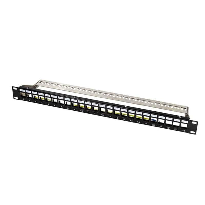 Logilink Keystone Panel 1u, 24 Ports, Shielded, With Label Fields, Black