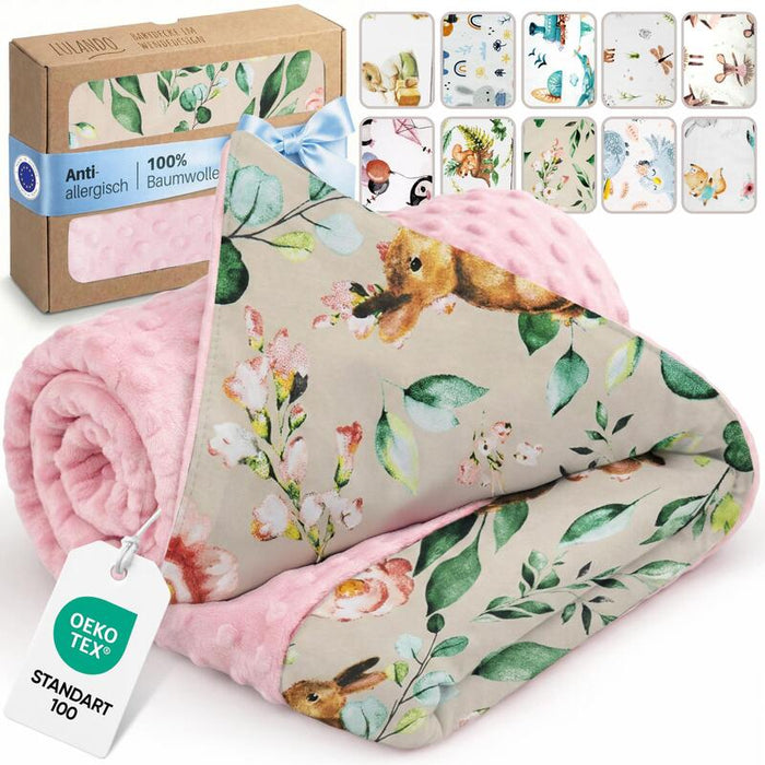 Lulando Babydecke 100 X 75 Cm Rosa Blumen