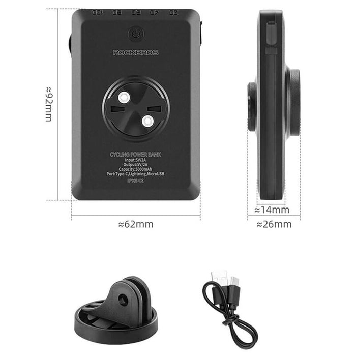 Luz Delantera De Bicicleta Rockbros Jp008 Con Banco De Energía Para Bajo El Velocímetro