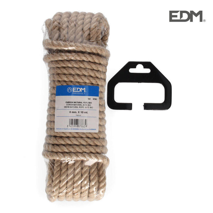 Madeja 10m Cuerda Natural Yute Bio. 3 Cabos. Calibre 8mm Edm