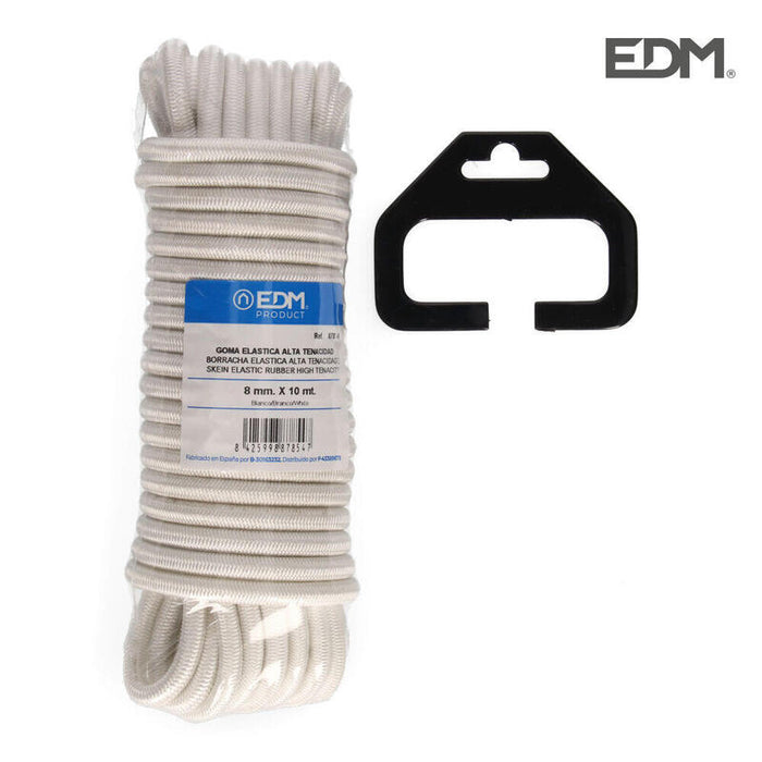 Madeja 10m Goma Elastica Alta Tenacidad Blanca. Calibre 8mm Edm
