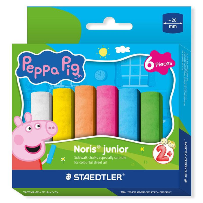 Staedtler Noris Junior Tizas Para Suelo Peppa Pig Set De 6  Para Aceras Y Asfalto  Para Niños Para Grandes Superficies  Perfectas Para Manos Pequeñas