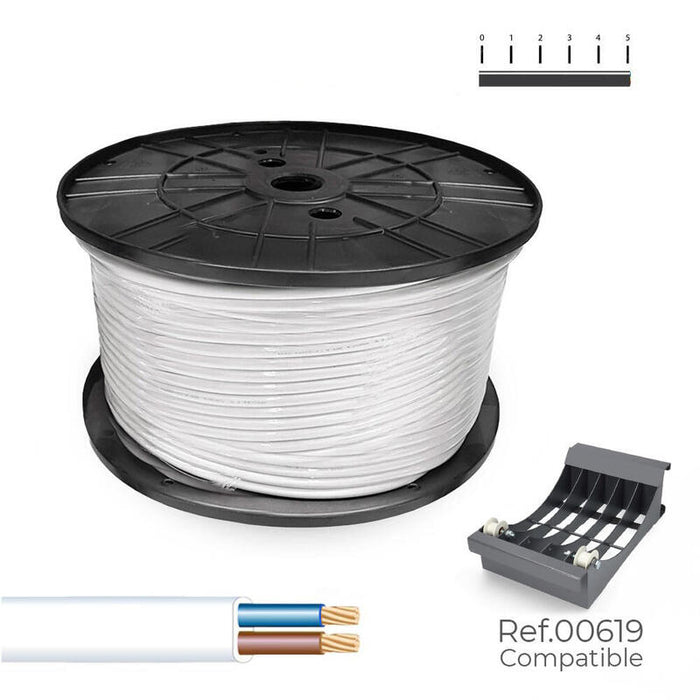 Manguera Plana H05vvh2-F 2 X 1,5 Mm² Blanca, 200 M. (Bobina Grande)