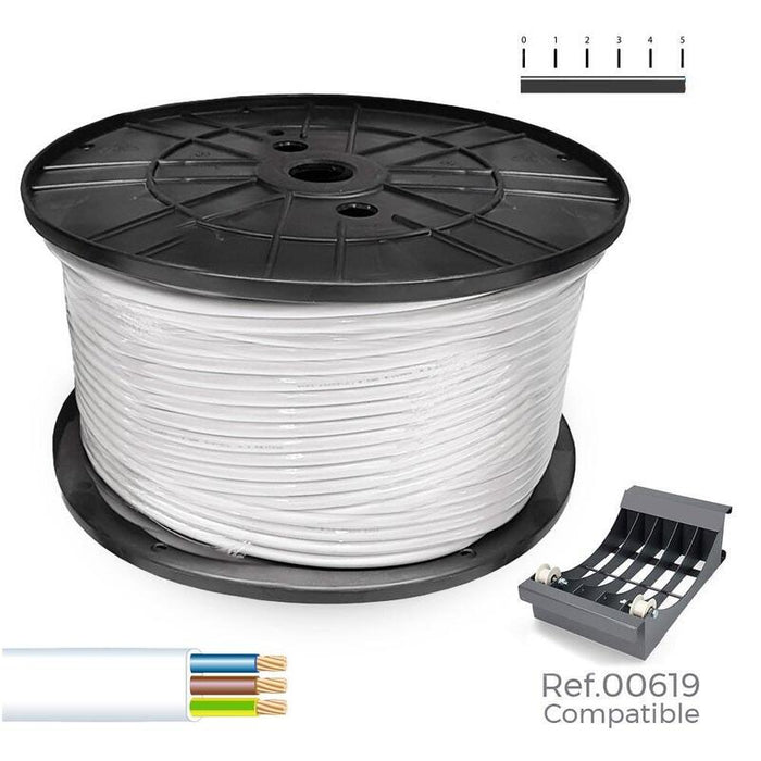 Manguera Plana H05vvh3-F 3 G 1,0 Mm² Blanca 200m. (Bobina Grande)