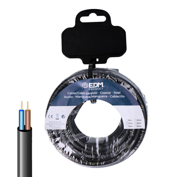 Carrete Manguera Tubular Vv-K06/1kv 2 X 2,50 Mm² Negra, 15 M