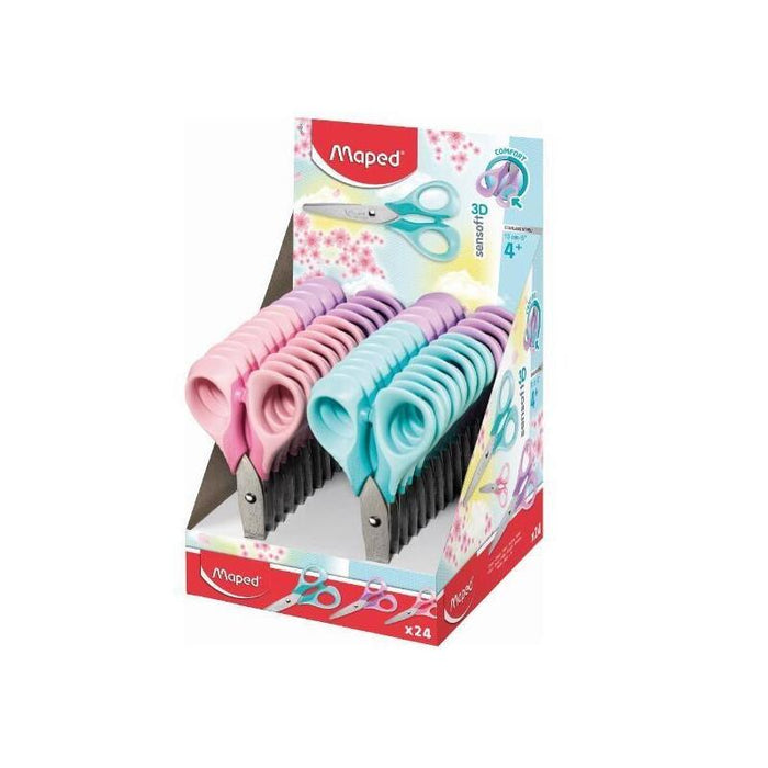 Maped Tijeras Sensoft 3d Diestros 13cm Simétricas C/Surtidos Pastel -Expositor 24-