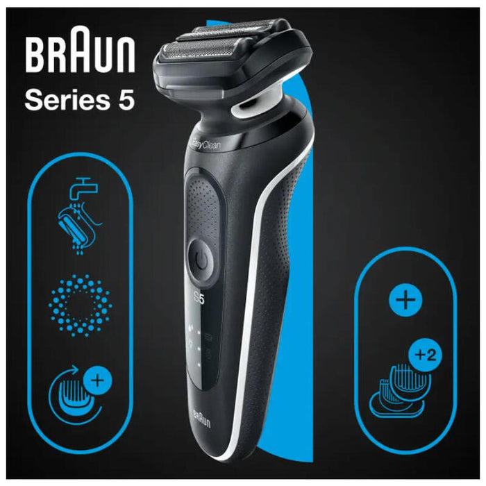 Máquina De Afeitar Braun Series 5 51-W1600s  De Láminas Negro, Blanco