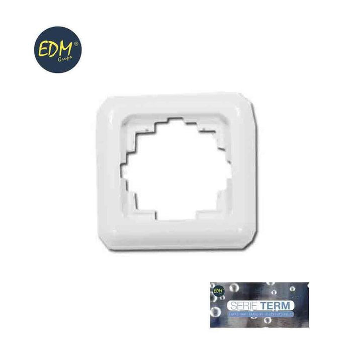 Marco 1 Elemento Empotrar "Serie Term" Blanco 80x80mm (Bolsa Blister)