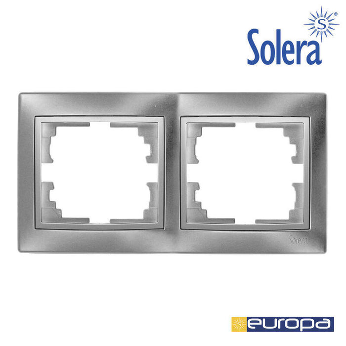 Marco Para 2 Elementos Horizontal Plata 154x81x10mm Serie Europa Solera Erp72au