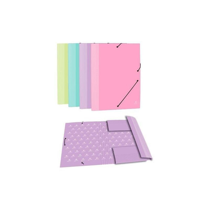 Mariola Carpeta Con Gomas 3 Solapas Folio Cartón Forrado Plastificado Mate Surtidos Pastel
