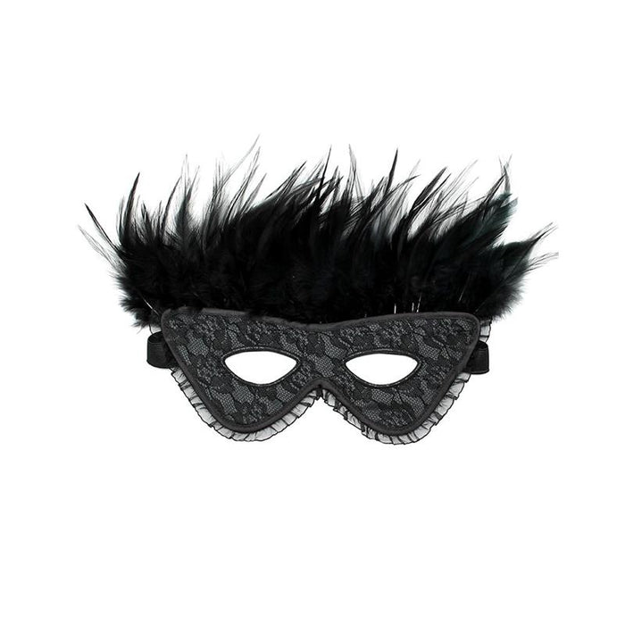 Máscara De Lujo Con Plumas Negro