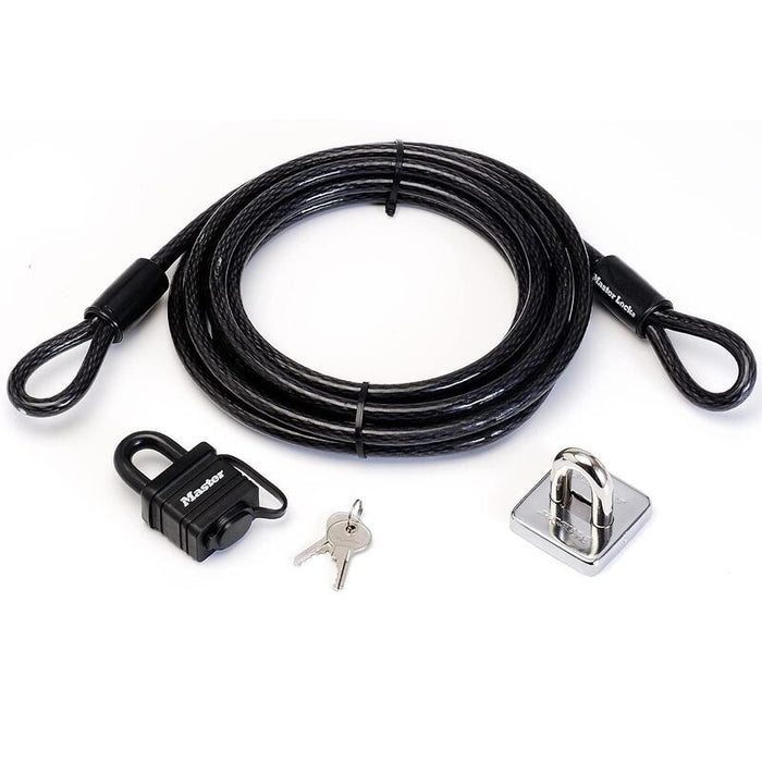 Master Lock 8271eurdat Cable Antirrobo Con Hebillas De Acero Trenzado Y Candado, 4,5 M