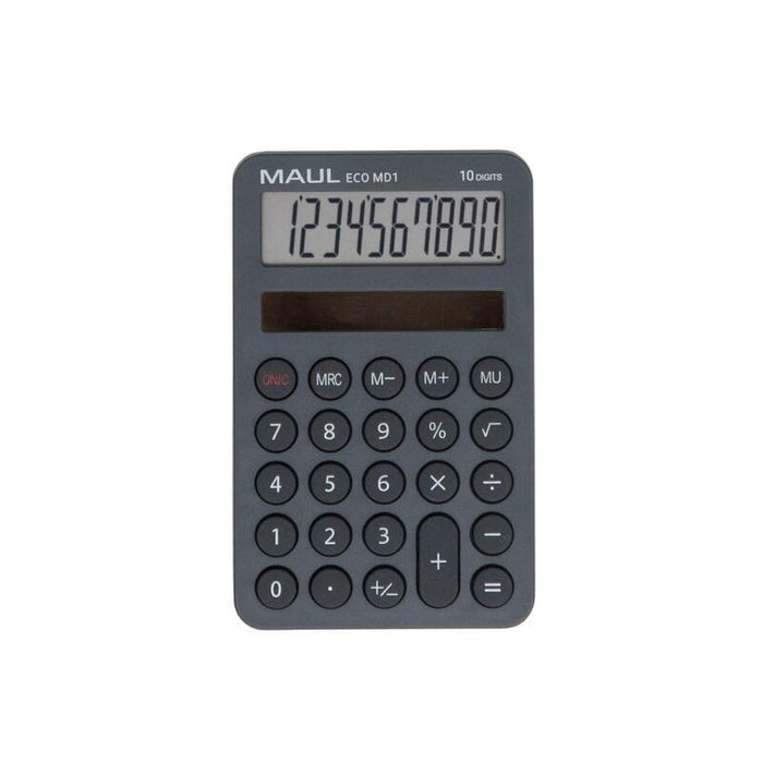 Maul Calculadora Eco Md 1  Calculadora Solar Con 10 Dígitos Y 5 Funciones  Calculadora De Bolsillo De Plástico 60% Reciclado  Calculadora De Escritorio Para Oficina, Escuela  Premio Ángel Azul