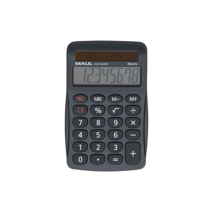 Maul Calculadora Eco Mj 455  Calculadora Basica Con Pantalla De 8 Dígitos  Calculadora Solar De 80% De Plástico Reciclado  Calculadora Pequeña 11,2 X 7,1 X 2 Cm  Gris