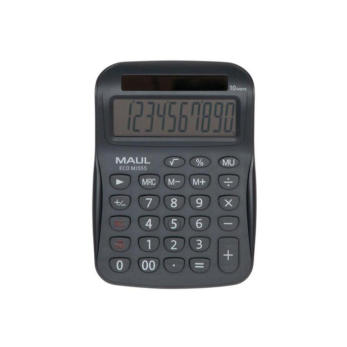 Maul Calculadora Eco Mj 555  Calculadora Basica Con Pantalla De 10 Dígitos  Calculadora Solar De 80% De Plástico Reciclado  Calculadora Pequeña 15,4 X 11 X 2,7 Cm  Negro