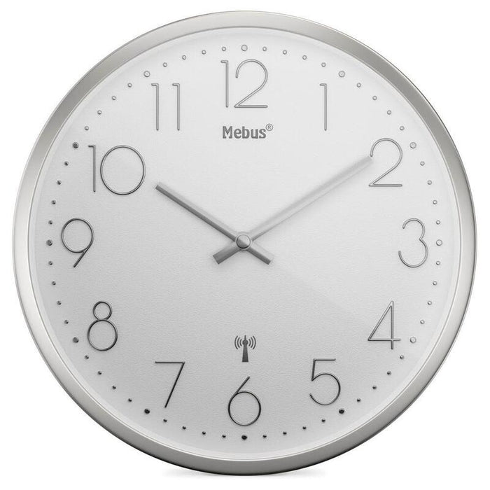 Mebus 19776 Radio Reloj De Pared Plata/Blanco