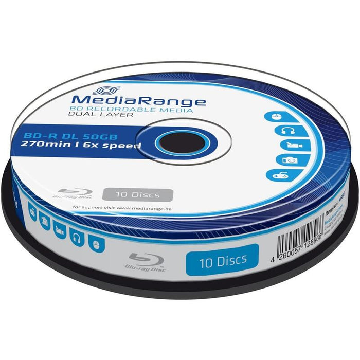 Mediarange Bluray 50gb 10pcs Bd-R Cake 6x Double Layer