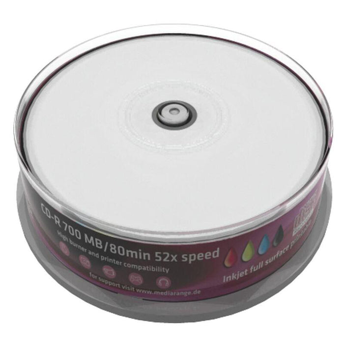 Mediarange Cd-R 700mb  25pcs Spindel 52x Inkjet Printable