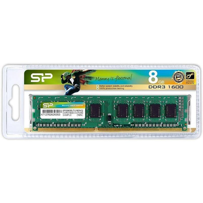 Memoria Ram Silicon Power Sp008gbltu160n02 8gb 1x8gb Ddr3 1600mhz Cl11 Udimm Verde