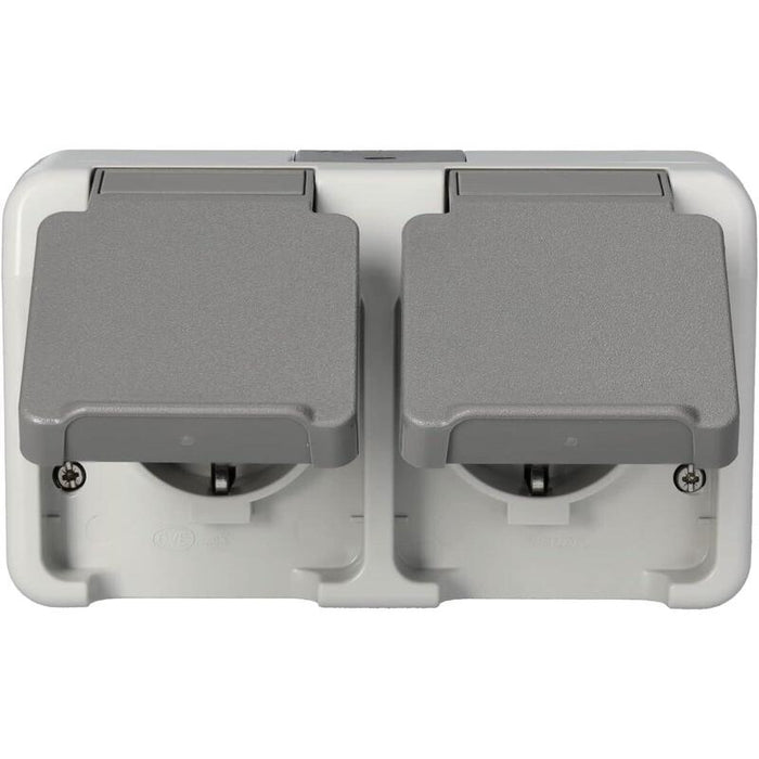 Merten Meg2321-8029 Schuko-Doble-Toma De Corriente. Gris Claro Waagerecht
