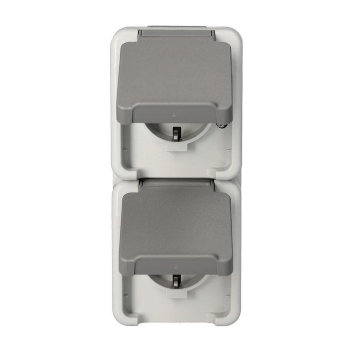 Merten Meg2329-8029 Schuko-Doble-Toma De Corriente. Gris Claro Senkrecht
