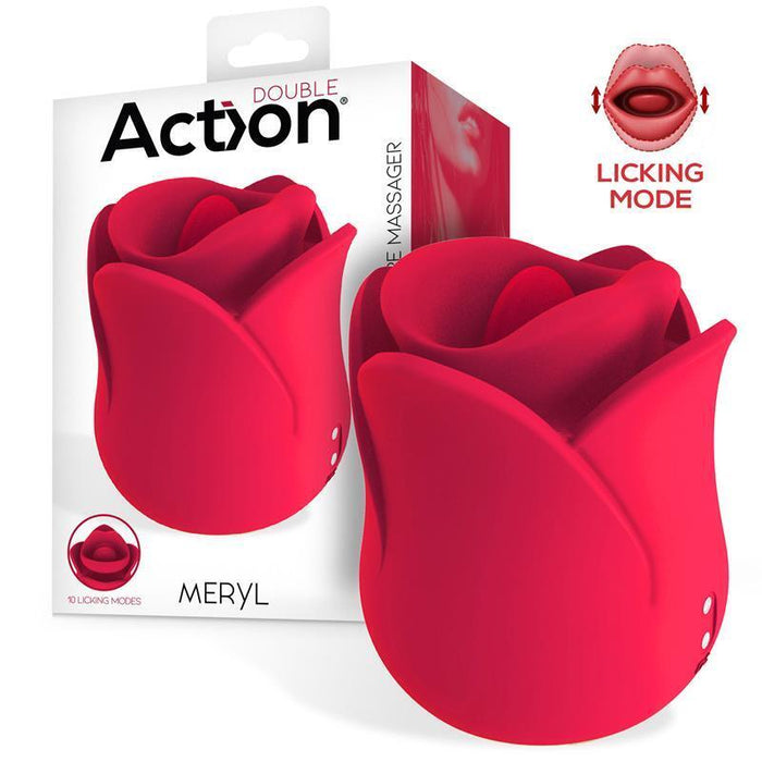 Meryl Estimulador Vibrador De Rosa Con Lengua 2 Motores
