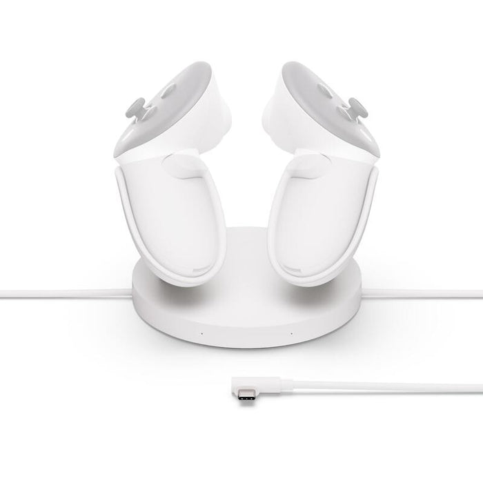 Meta Base De Carga Compacto + Batería 2 X Li-Ion 167 Mah 0.64 Wh 27 Vatios (Usb-C) Blanco Ópalo Para Meta Quest 3 Quest 3s