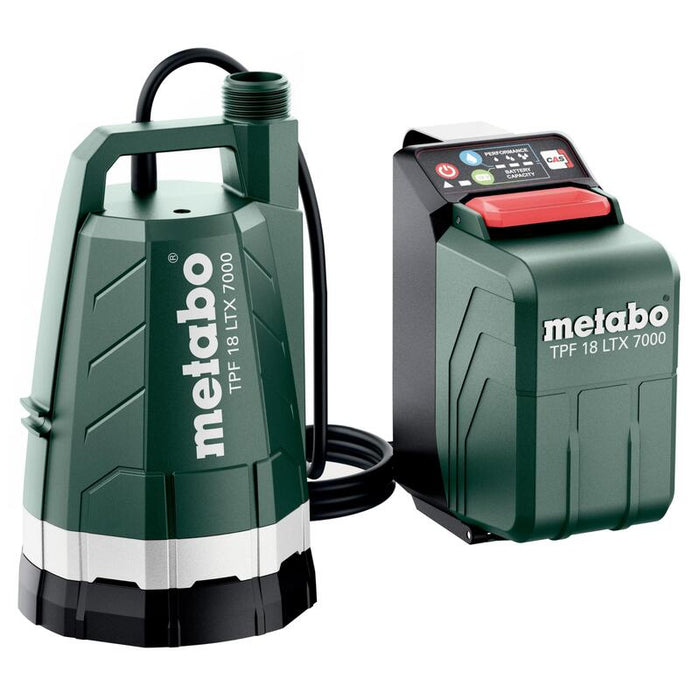 Metabo Bomba Sumergible Con Batería Tpf 18 Ltx 7000  18 V, Cas, Máx. Caudal 7000 L/H, Altura De Extracción 9 M, Profundidad De Inmersión 6 M, Presión Máxima 0,9 Bar, Compacta Y Potente Para Drenaje Y