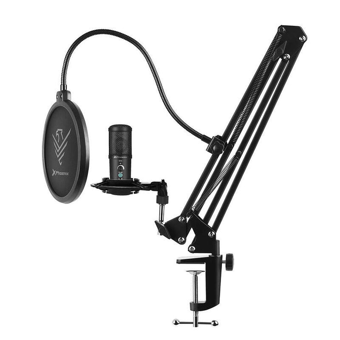 Micrfono Condensador Cardioide Profesional Phoenix Con Brazo Articulado - Montura Antishock - Filtro Antipop - Usb