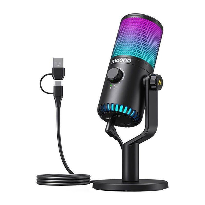 Micrófono Maono Dm30rgb Rgb Negro Usb Para Grabación Y Transmisión En Pc