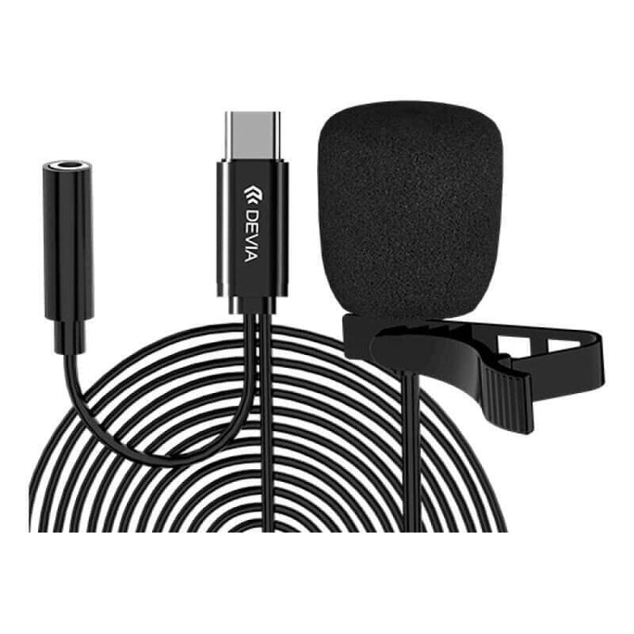 Microphone Cravate Con Cable Usb-C Con Pince - Enregistrement Hd - Longitud 1.5m - Negro - Devia