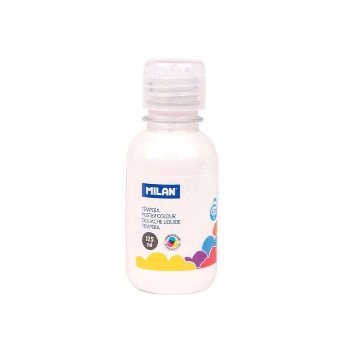 Milan Botella De Tempera 125ml - Tapon Dosificador - Secado Rapido - Mezclable - Blanco