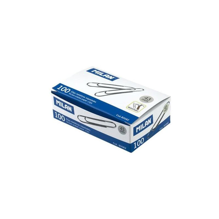 Milan Caja De 100 Clips Niquelados 43mm