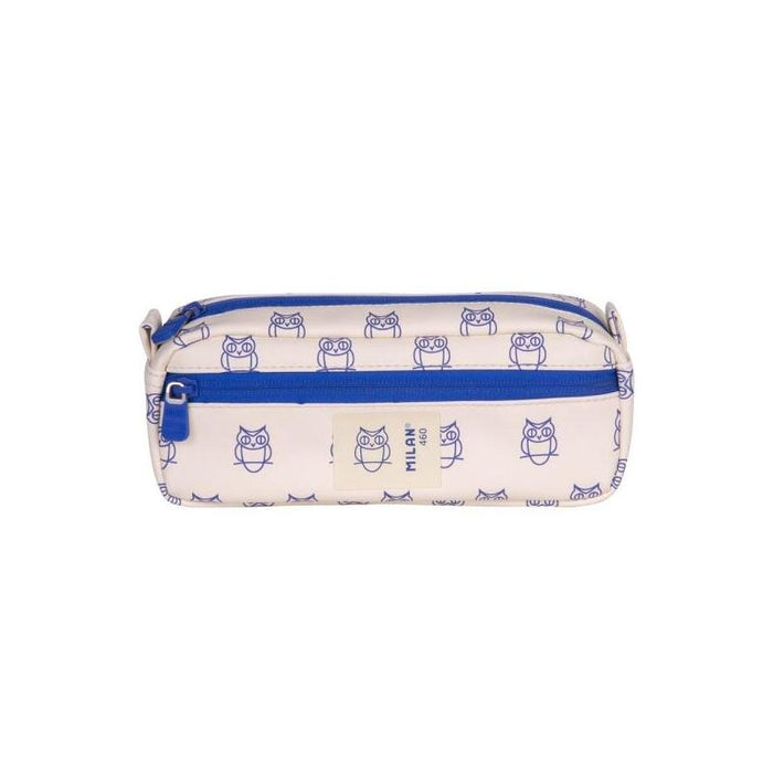Milan Coleccion 460 Portatodo Rectangular - 2 Compartimentos Con Cremallera - Beige/Azul
