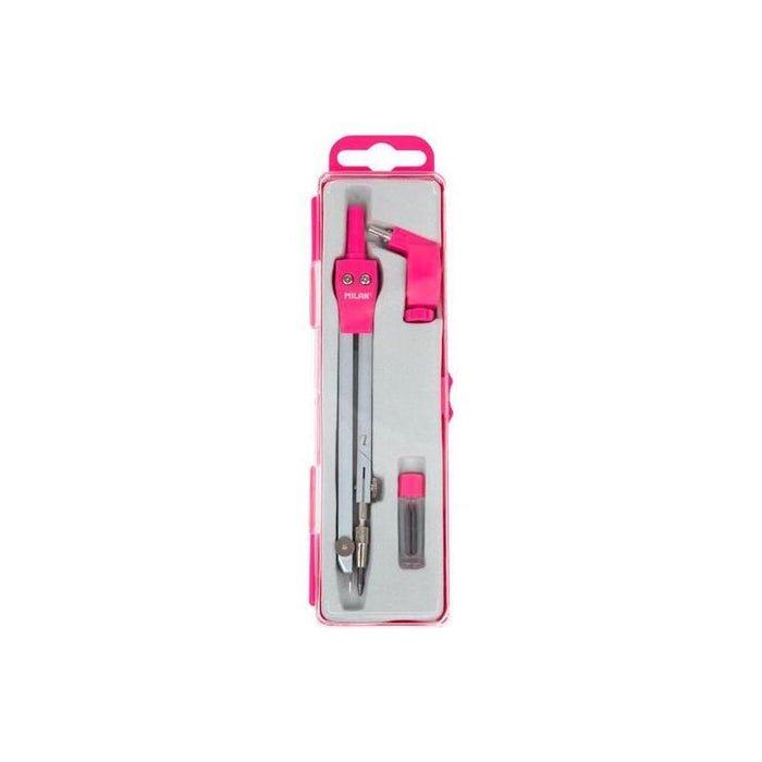 Milan Compás Universal Con Pata Articulada + Adaptador + 2 Minas Serie Acid Rosa
