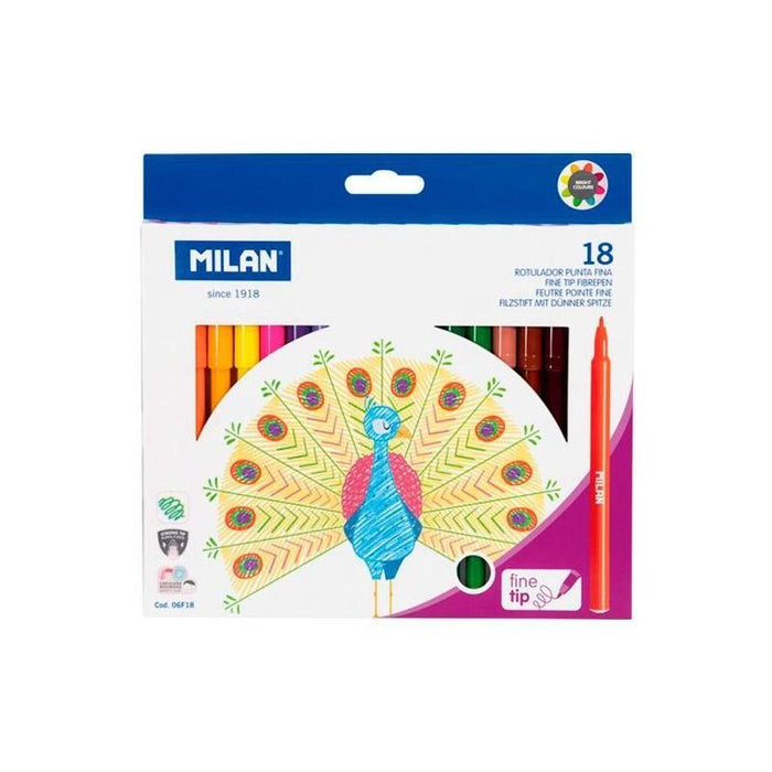 Milan Rotuladores Punta Fina Caja 18ud C/Surtidos