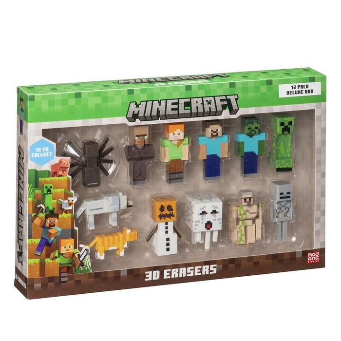 Minecraft 3d Erasers - 12 Pack Deluxe Box