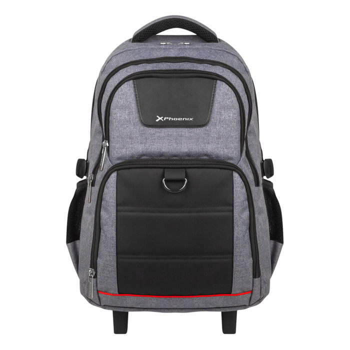 Mochila Trolley Con Ruedas Para Porttil Hasta 17 " Fabricada En Tela Gris