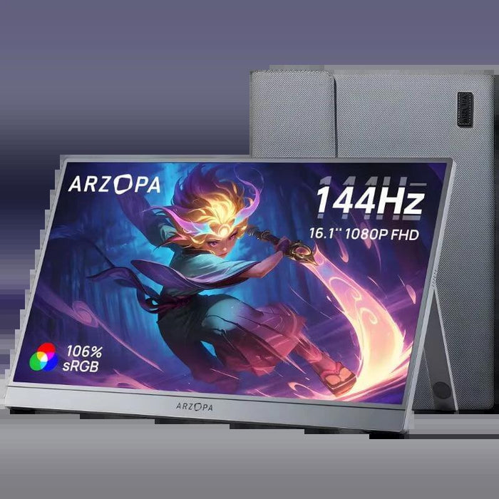 Monitor Arzopa Z1fc 16,1" Fhd Ips 144hz Hdr Gris Portátil Con Funda De Transporte