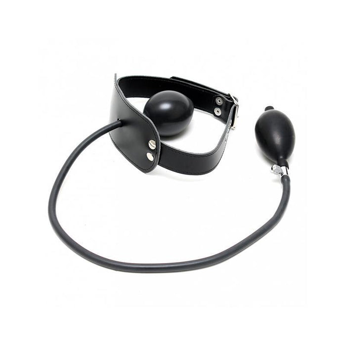 Mordaza Cuero Con Globo Inflable Y Bomba Ajustable