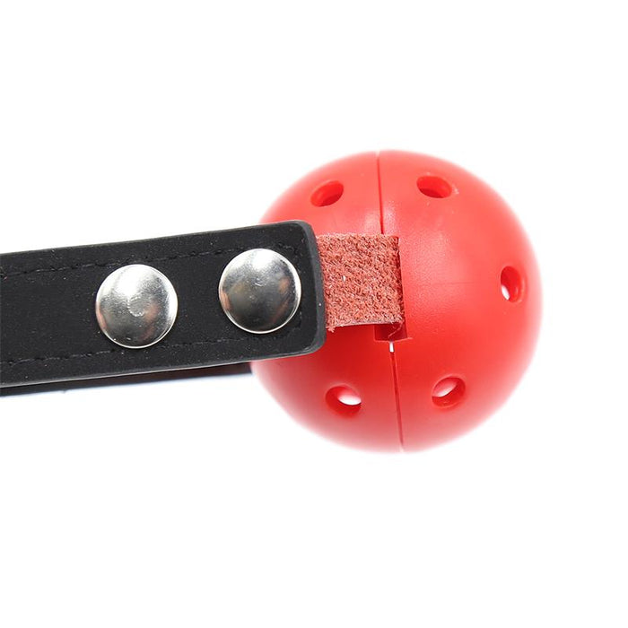 Mordaza De Bola Transpirable Negro/Rojo