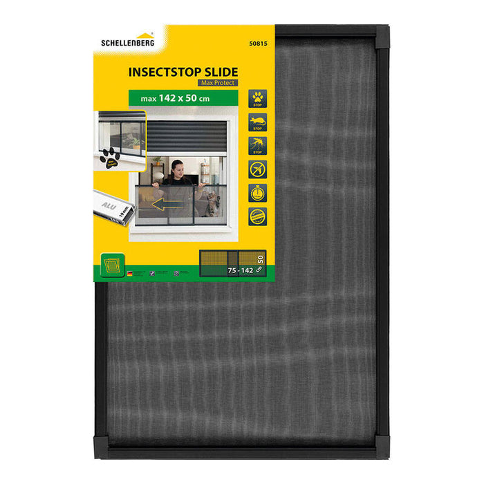 Mosquitera Con Marco Extensible, Malla Aluminio, Antracita, 75-142 X 50 Cm