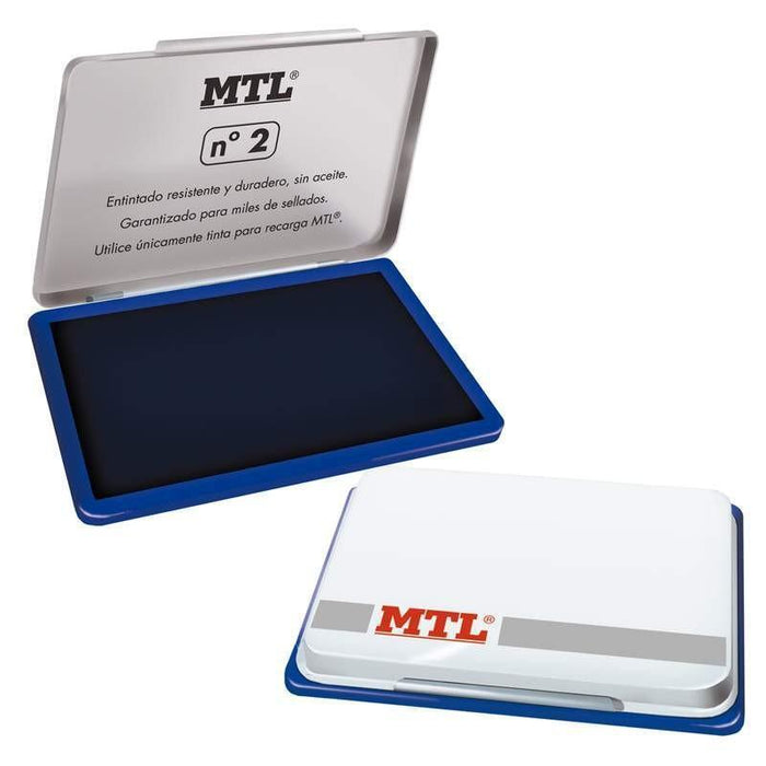 Mtl Tampón Metálico Para Sellado Nº2 (122x84x14mm) Con Almohadilla Entintada Azul