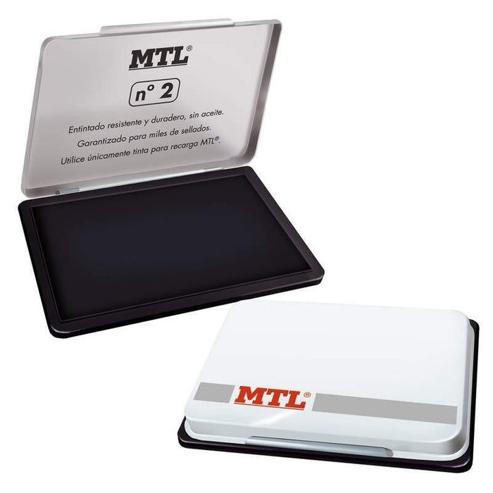 Mtl Tampón Metálico Para Sellado Nº2 (122x84x14mm) Con Almohadilla Entintada Negro
