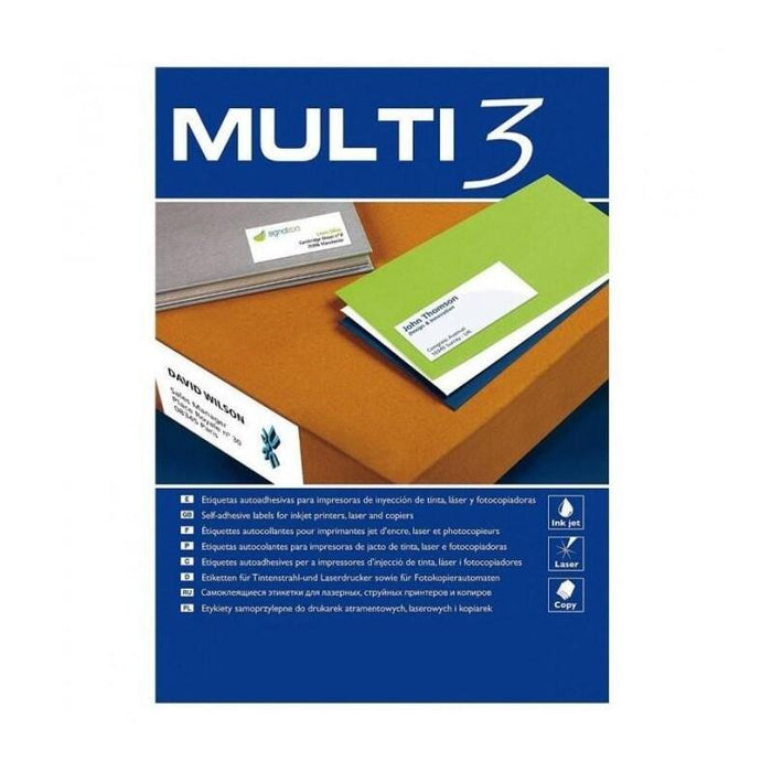 Multi-3 Etiquetas Adhesivas 105x40mm Inkjet/Láser C/Rectos 14 X 500h Blanco