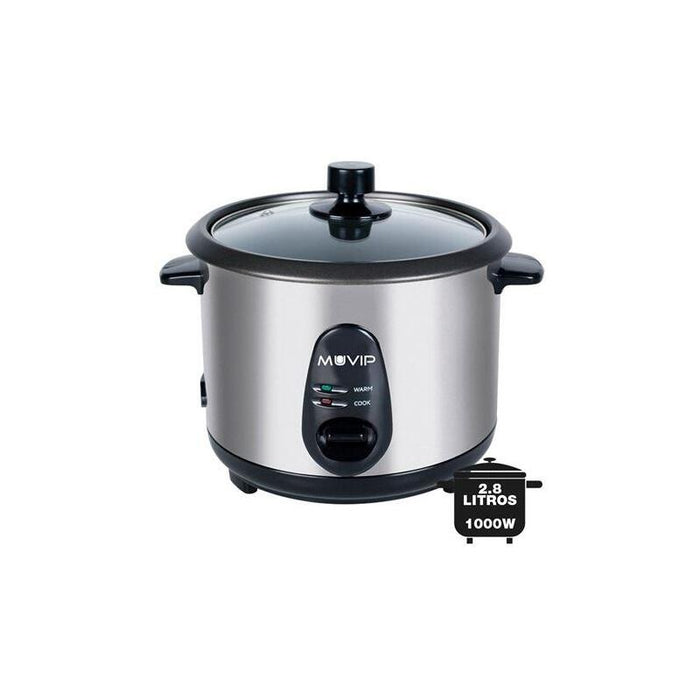 Muvip Arrocera - Capacidad 2.8 Litros - Potencia 1000w - Cuerpo De Acero Inoxidable - Recipiente Antiadherente - Tapa