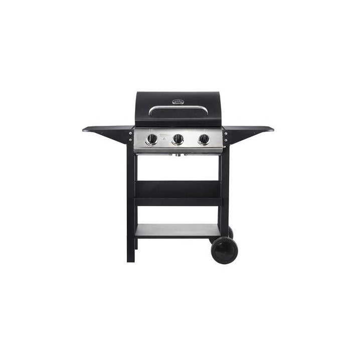 Muvip Barbacoa Gas 3 Fuegos - 1209x586x1076mm - Rejillas Esmaltadas, Bandejas Laterales, Termometro En Tapa - Color Negro